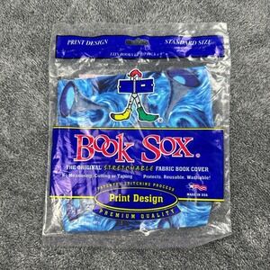 Vintage 2002 Book Sox Stretchable Fabric Book Cover Blue Swirl Starry Night‎ NIP